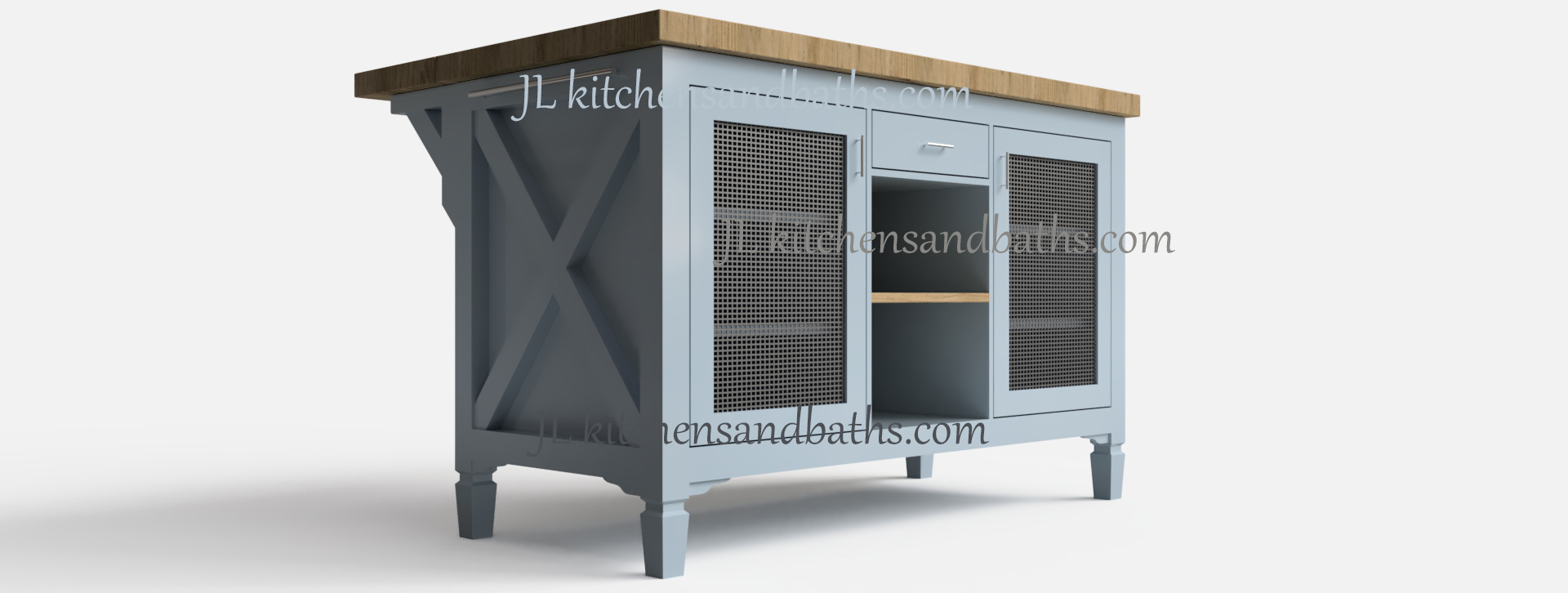  Blue Kitchen Island Mesh Doors