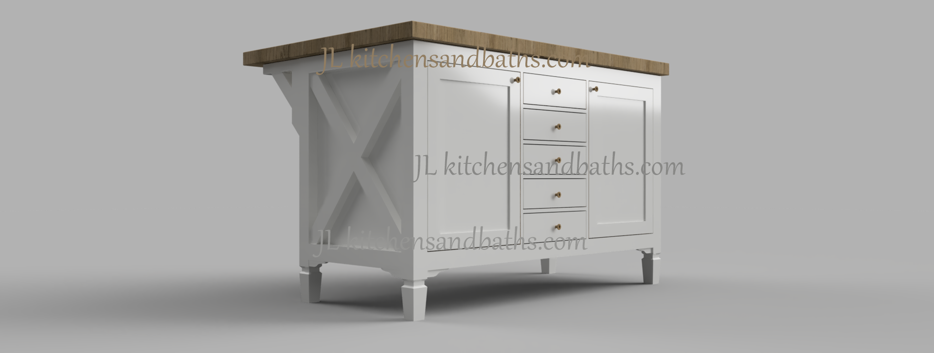  White Kitchen Island Drawer Bank Front