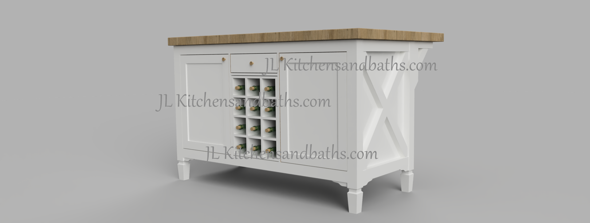  White Kitchen Island Wine Front Angle